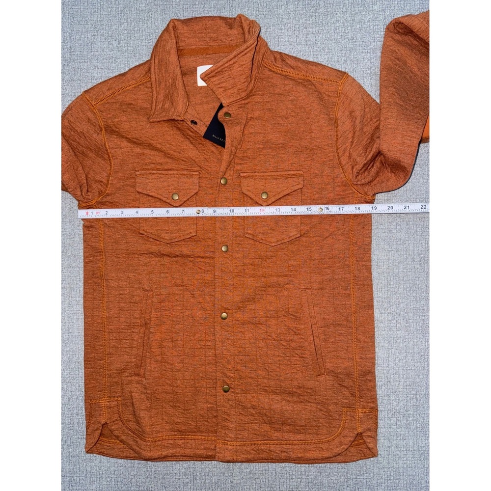 NWT Billy Reid Size S Small Shirt Jacket Orange Elbow Patch Snap Jersey Shacket - Picture 7 of 9